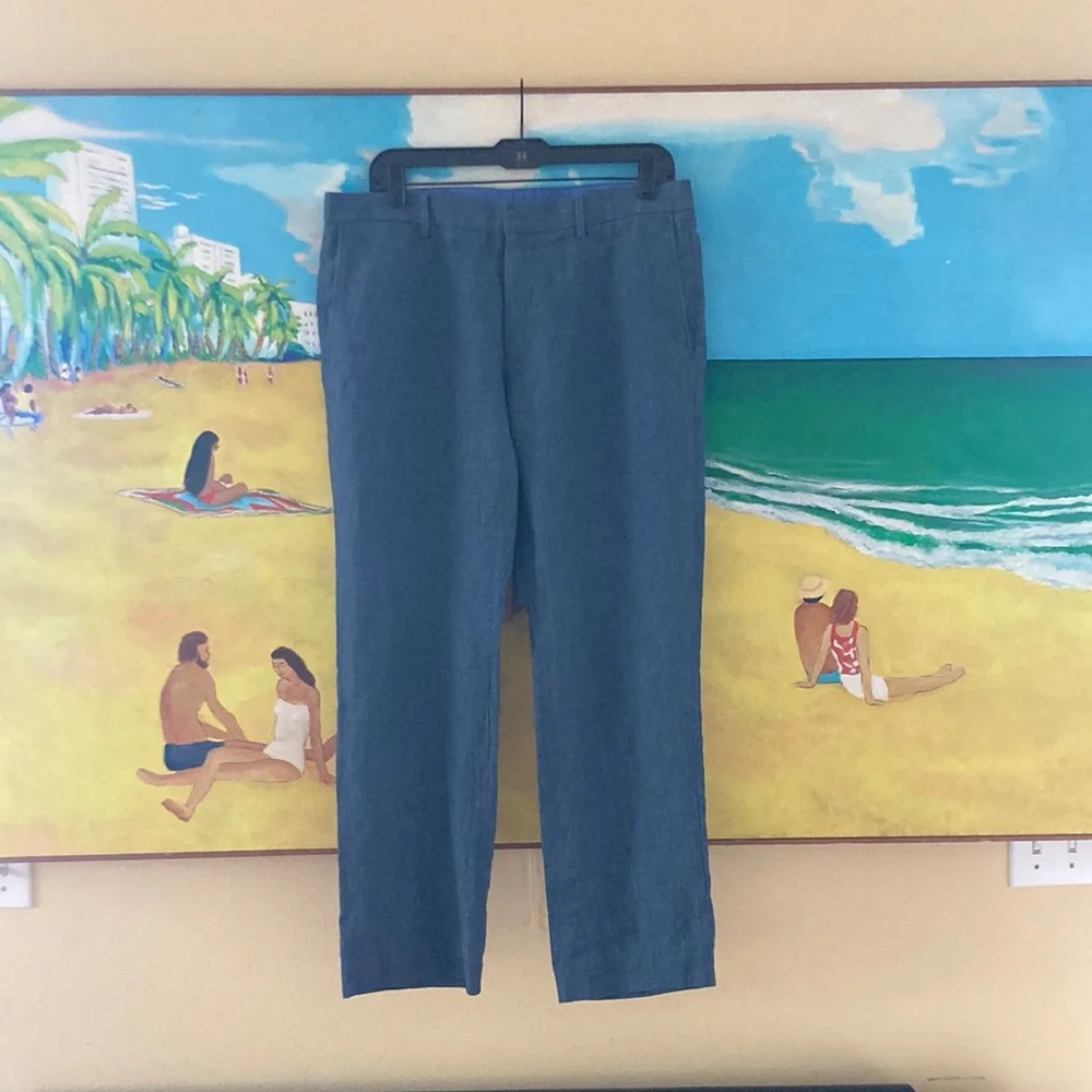 Banana republic blue linen pant size 32
